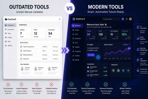 comparison of outdated software vs modern AI productivity tools
